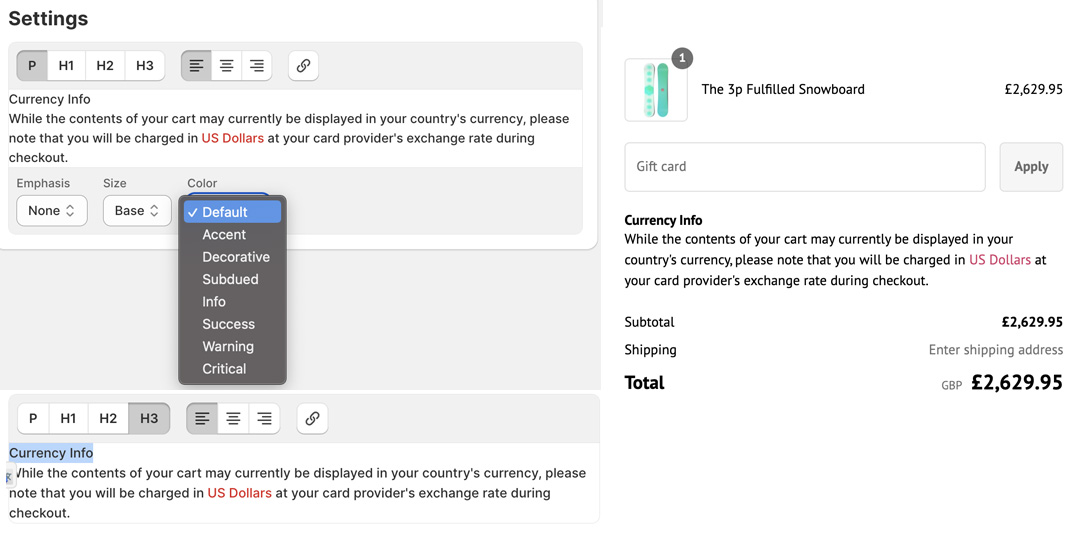 Custom Content for Shopify Plus Checkout