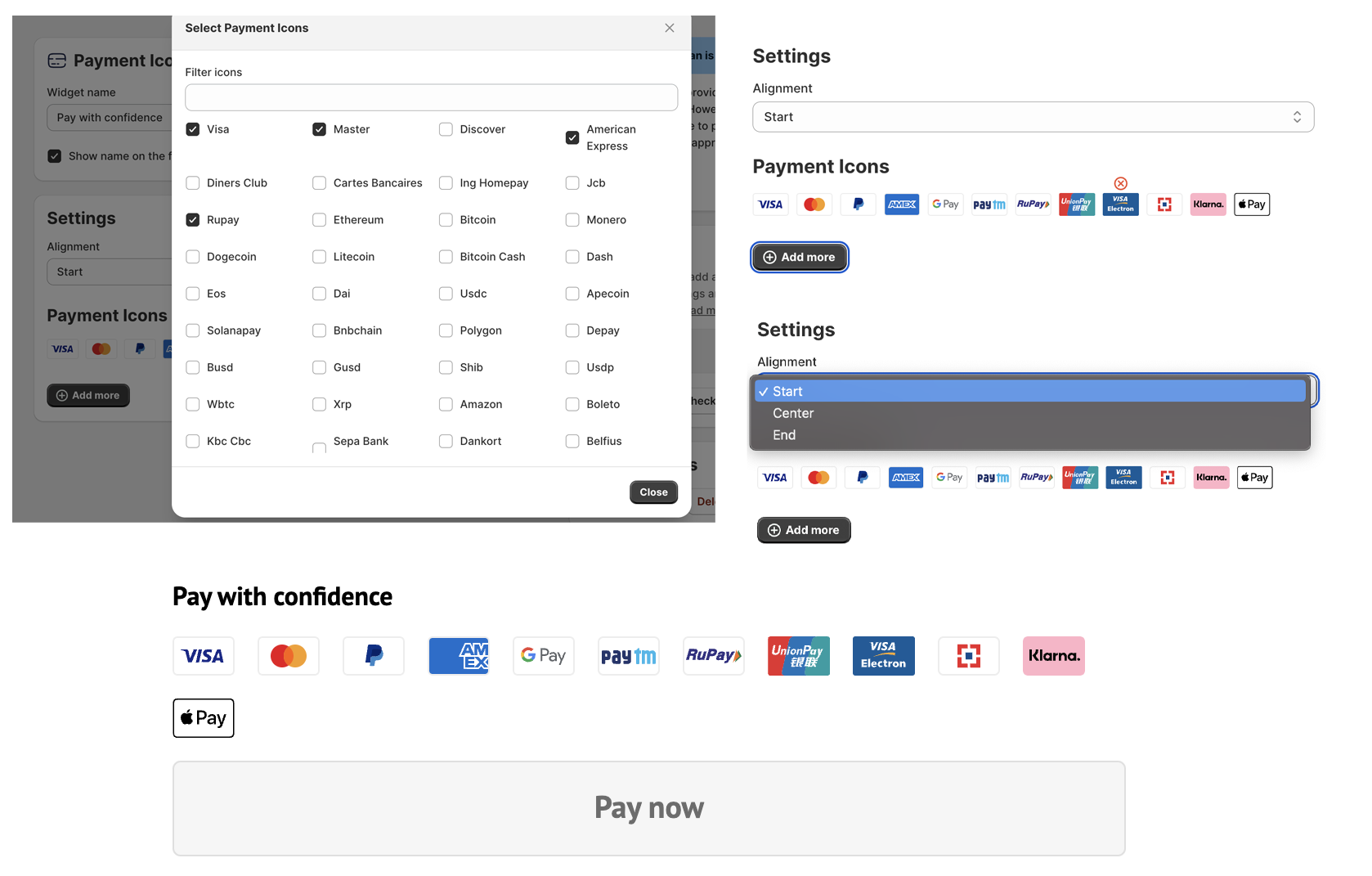 Payment Widgets, Shopify Plus Checkout